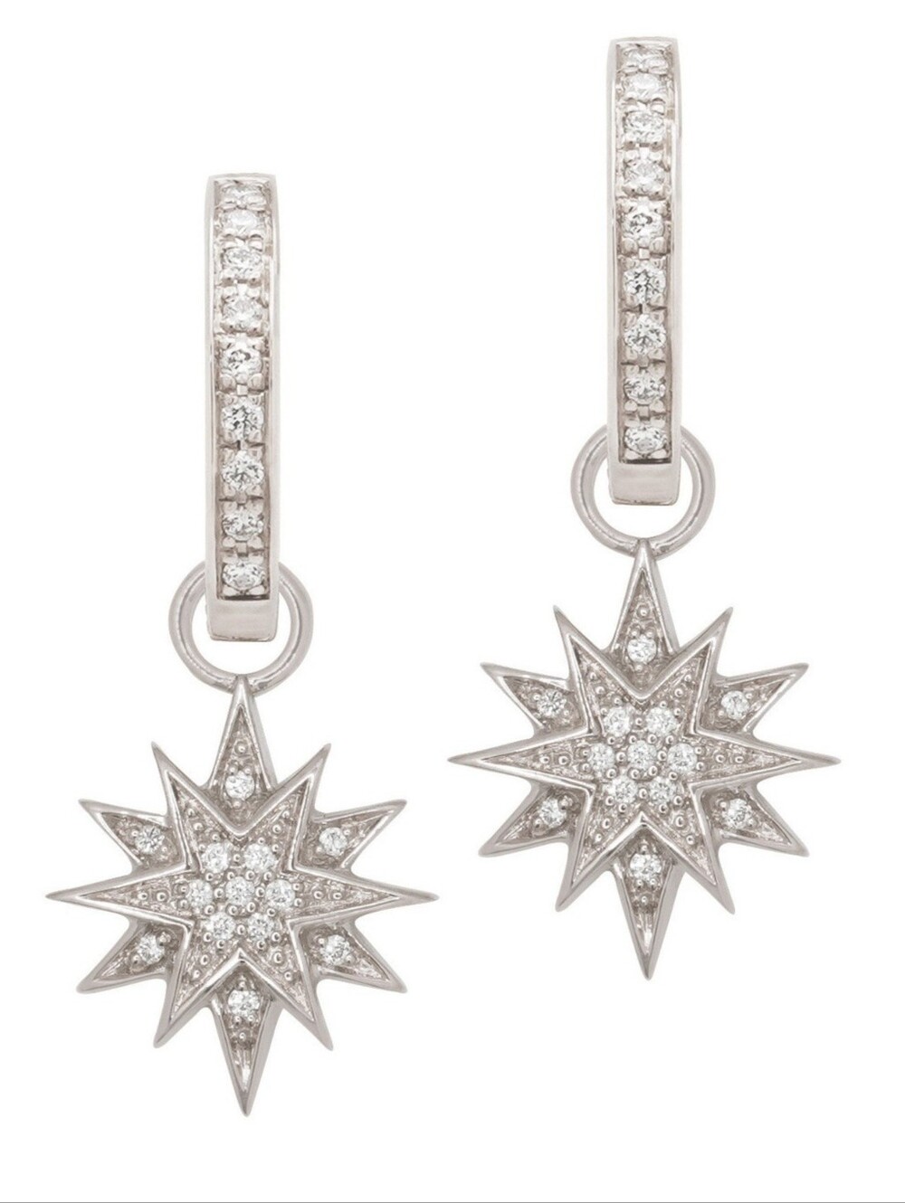 Oliver Smith 18k White Gold Diamond Pave Starburst Dangle Earrings